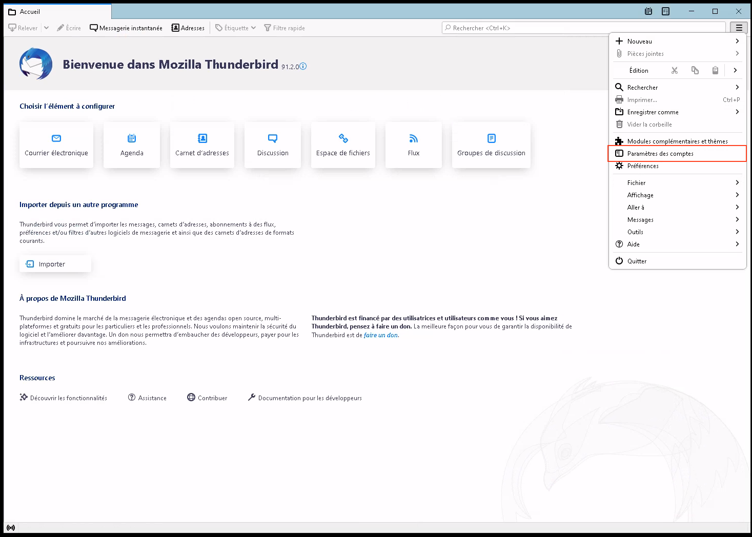 Thunderbird étape 1