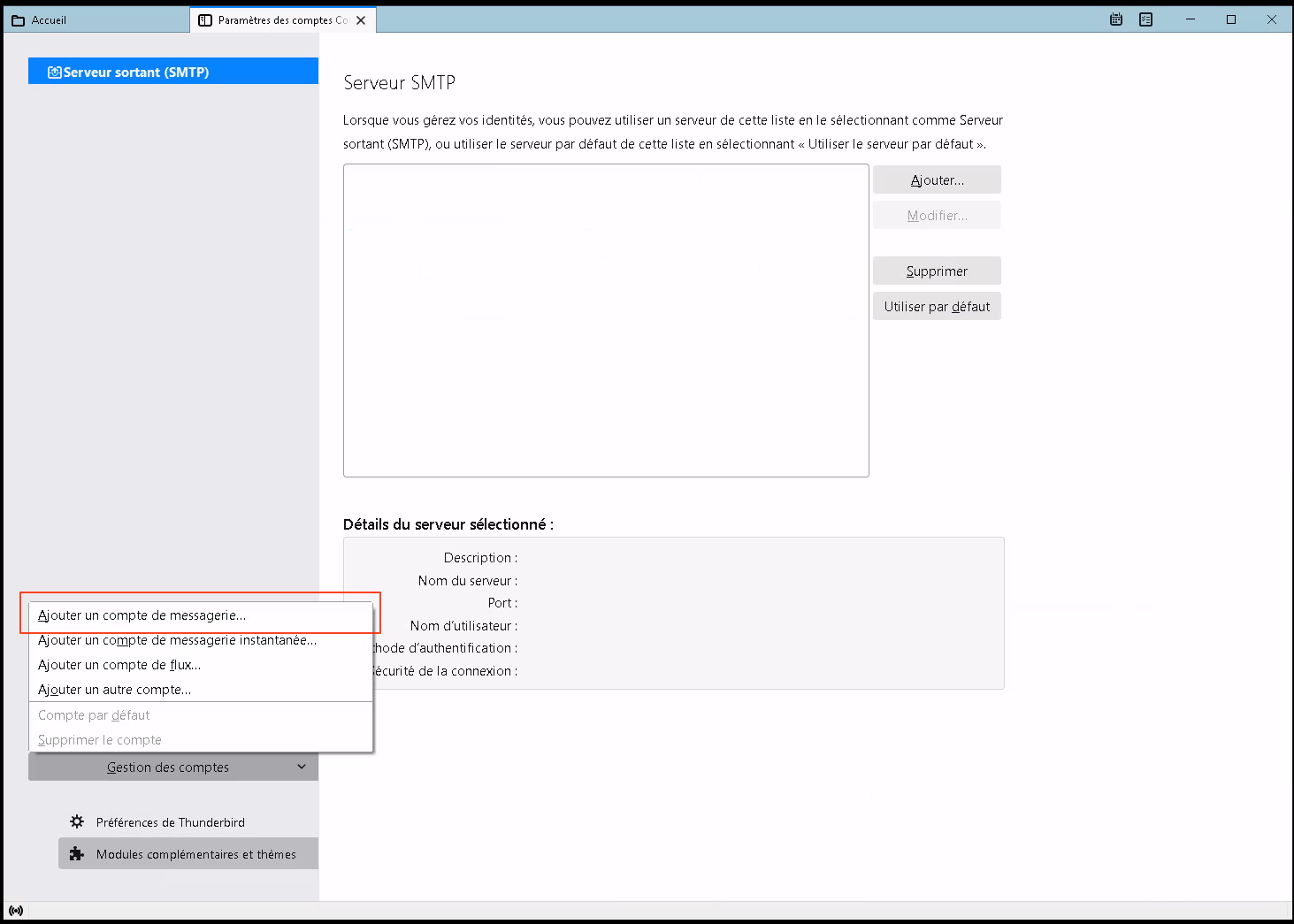 Thunderbird étape 2