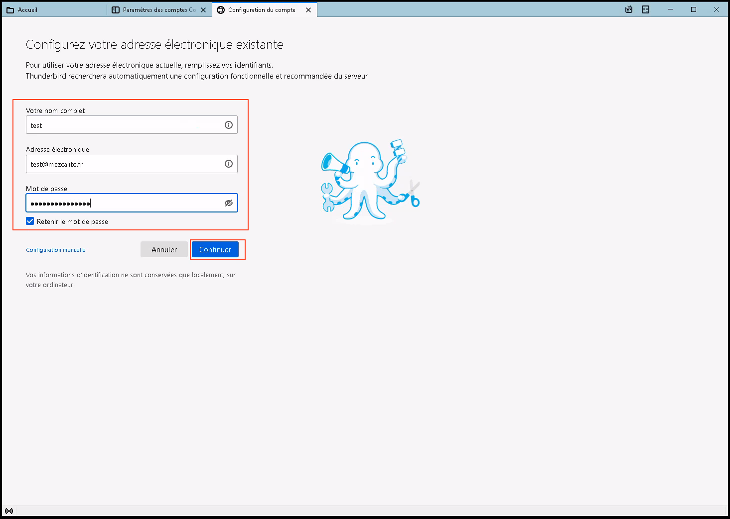 Thunderbird étape 3