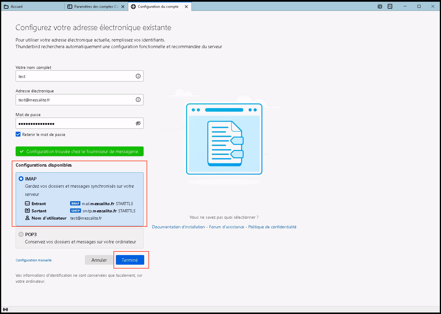 Thunderbird étape 4