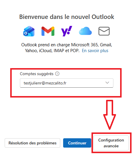 Outlook étape 1